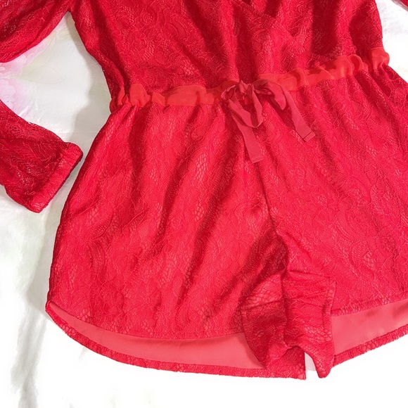 ♥️ Stylestalker Romper lace shorts Red - Picture 10 of 15